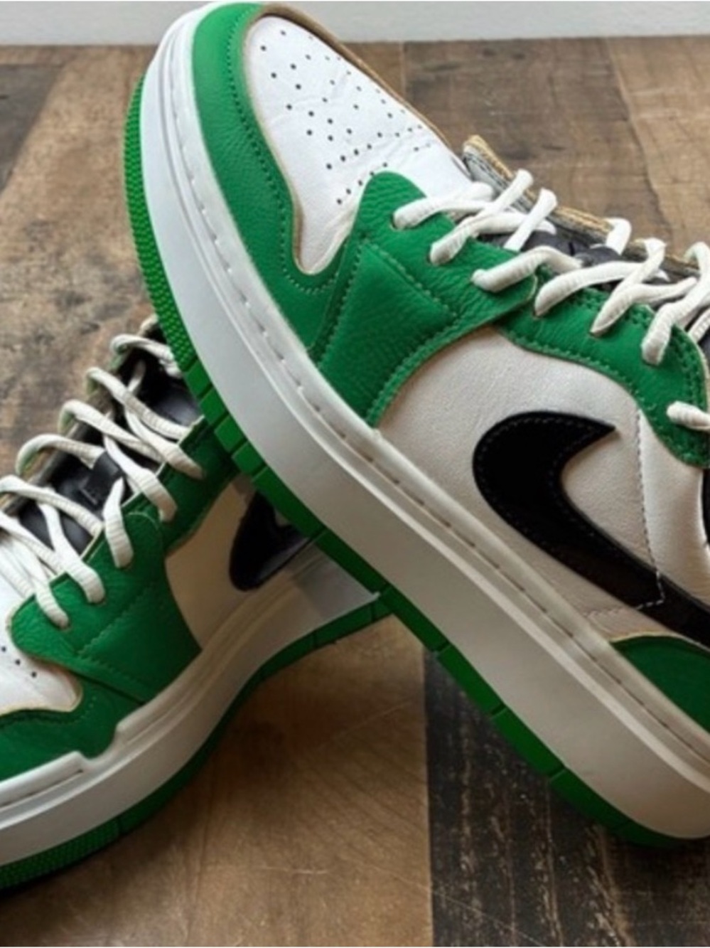 Women’s lucky Green Jordan White, Green & Black Low-Top Athletic Sneakers